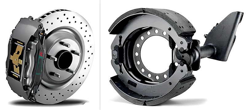 左:盤式制動(dòng)器 右:鼓式制動(dòng)器 左:盤式制動(dòng)器 右:鼓式制動(dòng)器